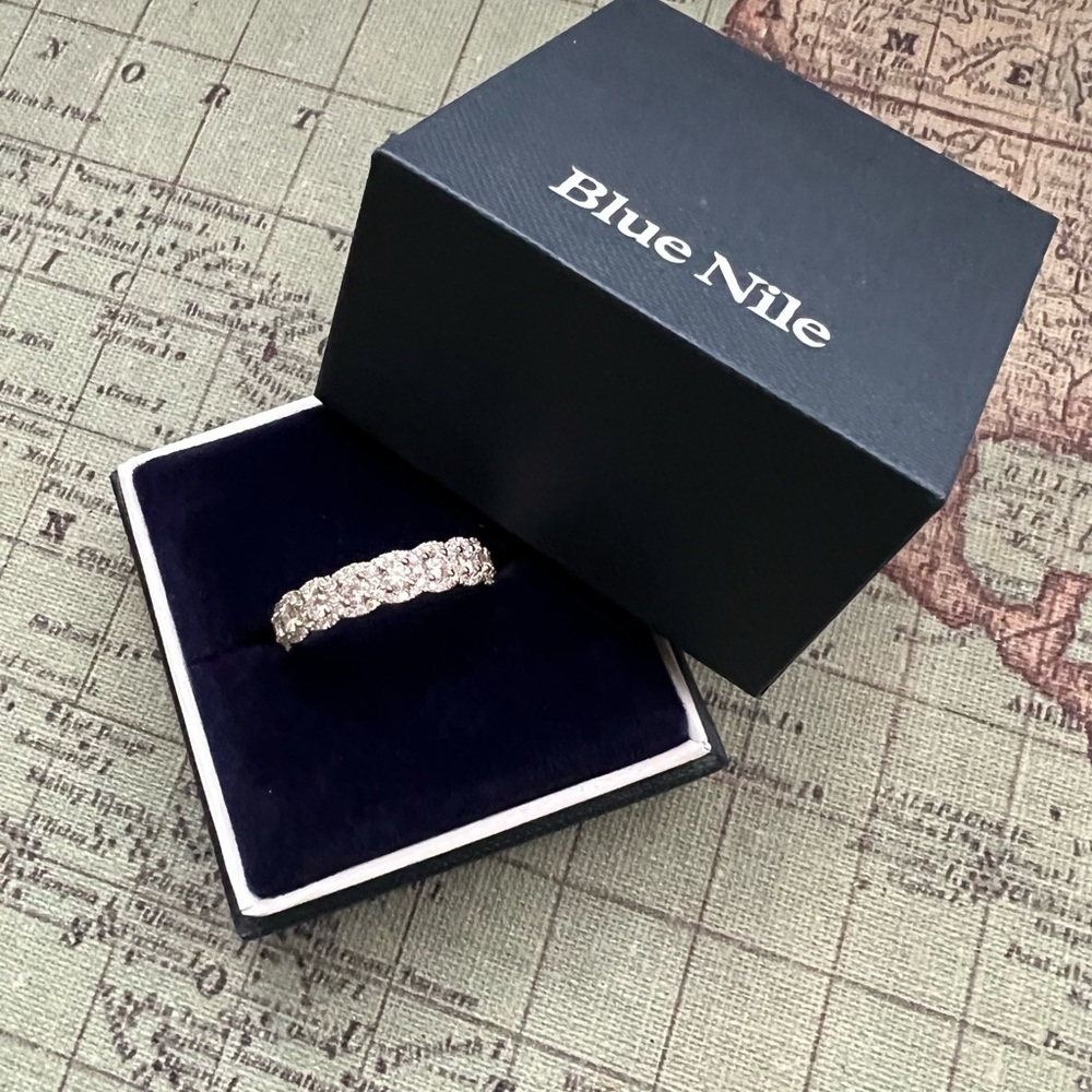 Halo Diamond Eternity Ring 18k White Gold